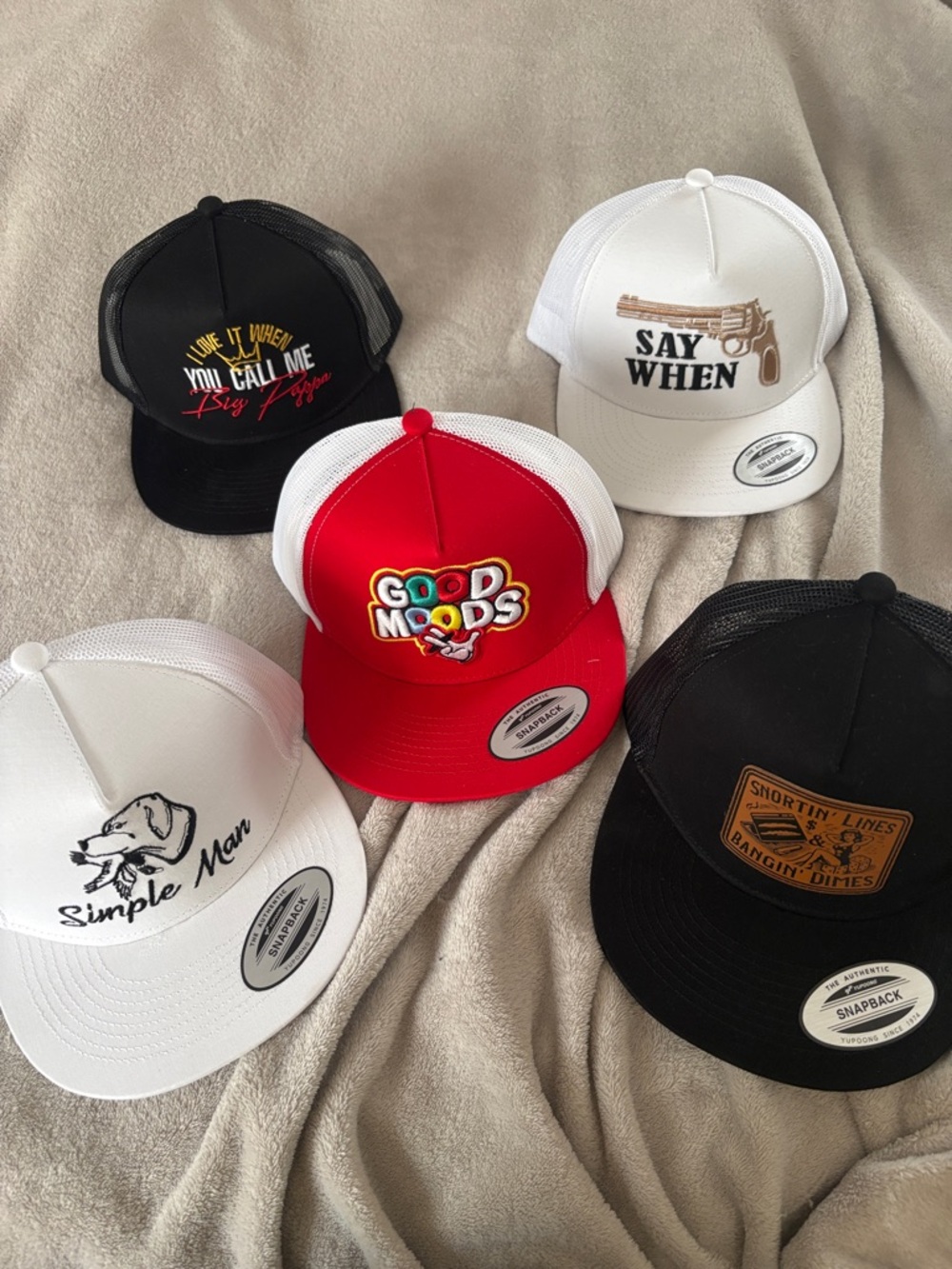 BRAND NEW Set of 5 snapback flat bill hats
